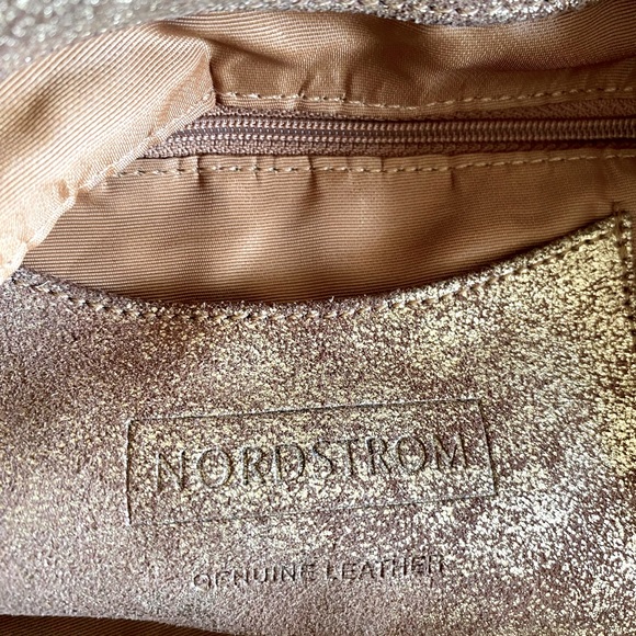 Large Distressed Leather Gold Hobo with Studded Leather Handle - Picture 12 of 14